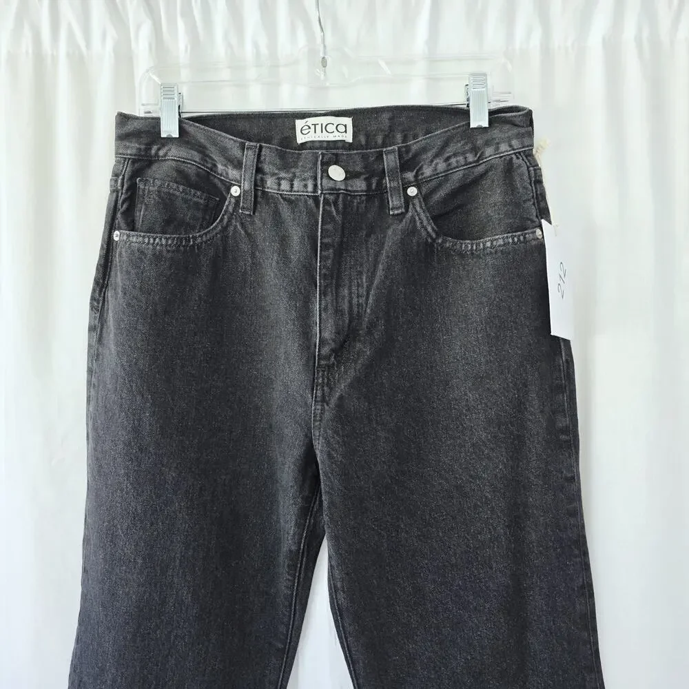NWT! Etica Flares Jeans Size 29‎ Black High Rise 100% Cotton Denim Y2K Grunge